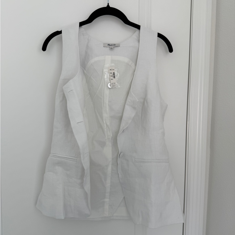 NWT - Madewell - 100% Linen Scoopneck Cutaway Vest - Size 6 in Salt - Picture 7 of 11